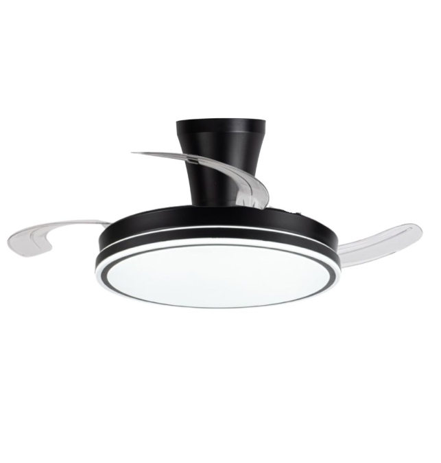 Ventilador de techo led con aspas retráctiles Glaciar Evo Long 72W negro