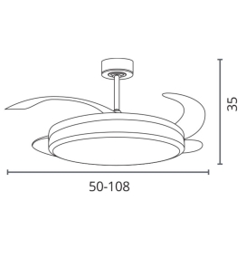 Ventilador de techo led con aspas retráctiles Riga 72W blanco/plata