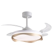 Ventilador de techo led con aspas retráctiles Olas 72W blanco/oro