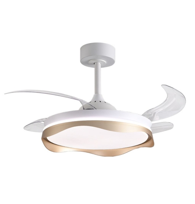 Ventilador de techo led con aspas retráctiles Olas 72W blanco/oro