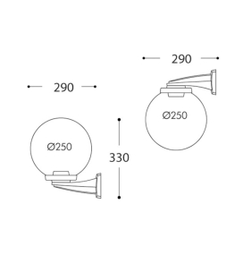 Aplique de exterior para pared Fumagalli Globo Ø25cm negro