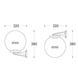 Aplique de exterior para pared Fumagalli Globo Ø30cm negro