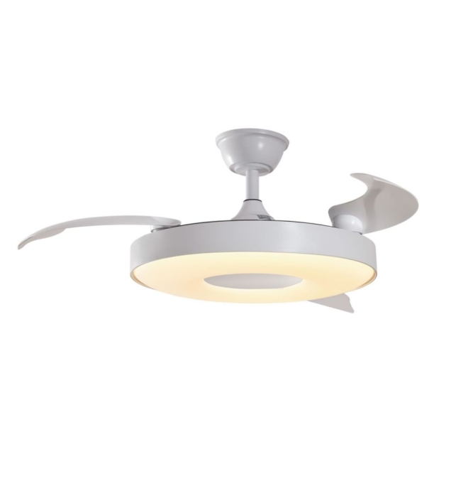 Ventilador de techo led con aspas retractiles Jueric Paris 50W blanco