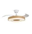 Ventilador de techo led con aspas retráctiles Jueric Paris 50W blanco y haya