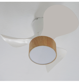 Ventilador led de techo Jueric Fly CCT blanco y madera