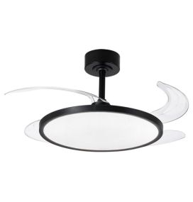 Ventilador de techo led con aspas retráctiles Slim 36-72W negro