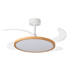 Ventilador de techo led con aspas retráctiles Slim 72W blanco/haya