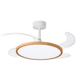 Ventilador de techo led con aspas retráctiles Slim 72W blanco/haya