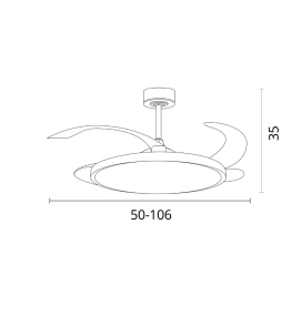 Ventilador de techo led con aspas retráctiles Slim 72W blanco/haya