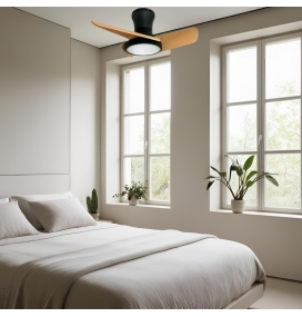 Ventilador de techo led Jueric Sky 30W negro y haya 60cm CCT