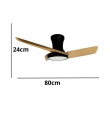 Ventilador de techo led Jueric Sky Maxi 30W negro y haya 80cm CCT