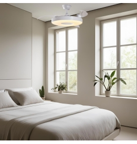 Ventilador de techo led con aspas retractiles Jueric Paris 50W blanco