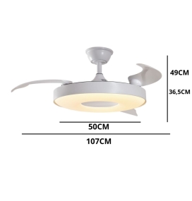 Ventilador de techo led con aspas retractiles Jueric Paris 50W blanco