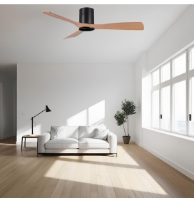 Ventilador de techo sin luz Cefiro negro y haya Ø130cm