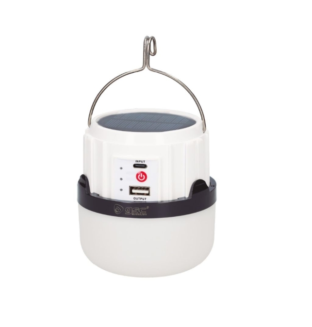 Linterna led solar con batería recargable por USB y carga de móvil