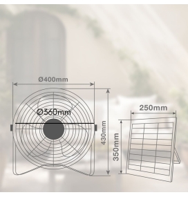Ventilador de suelo solar industrial Nuoro Ø36cm 15W motor DC negro