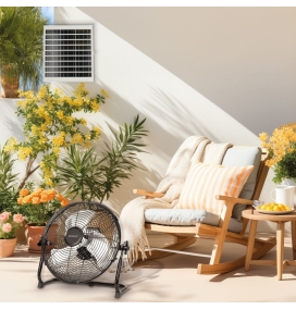 Ventilador de suelo solar industrial Nuoro Ø36cm 15W motor DC negro