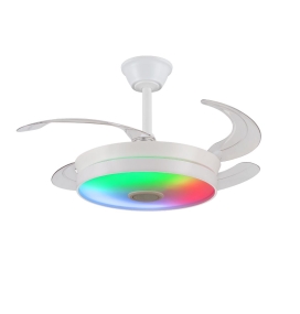 Ventilador de techo led con aspas retráctiles Althea L RGB y altavoz Ø108cm blanco