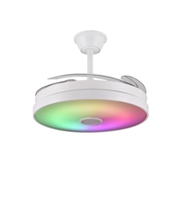 Ventilador de techo led con aspas retráctiles Althea S 72W RGB y altavoz Ø92cm blanco