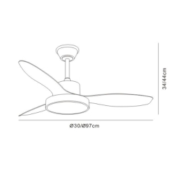 Ventilador de techo led Ginna S 36W blanco y haya Ø97cm