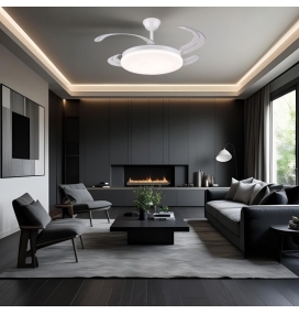 Ventilador de techo led con aspas retráctiles Chloe XL Ø122cm blanco