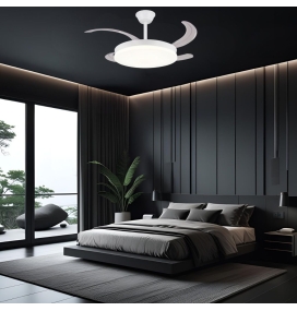 Ventilador de techo led con aspas retráctiles Agata L Ø108cm blanco