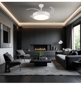 Ventilador de techo led con aspas retráctiles Stella XL Ø122cm blanco