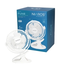 Mini ventilador portátil Clip con batería recargabe USB 3W blanco