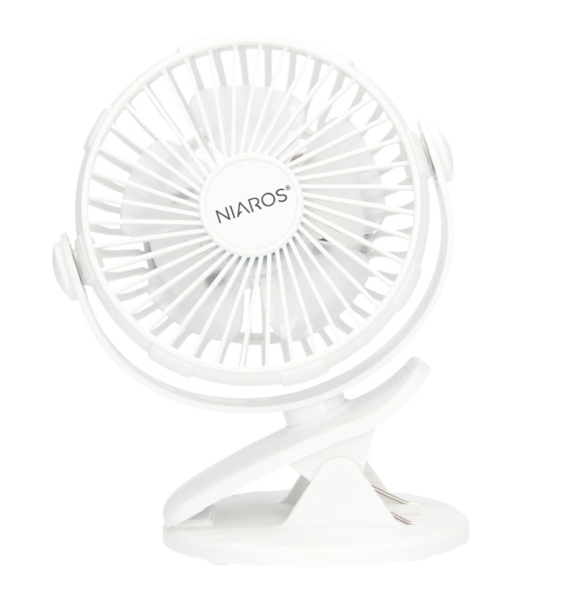 Mini ventilador portátil Clip con batería recargabe USB 3W blanco