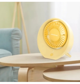 Ventilador de mesa portátil con batería recargable amarillo
