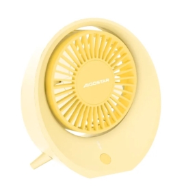Ventilador de mesa portátil con batería recargable amarillo