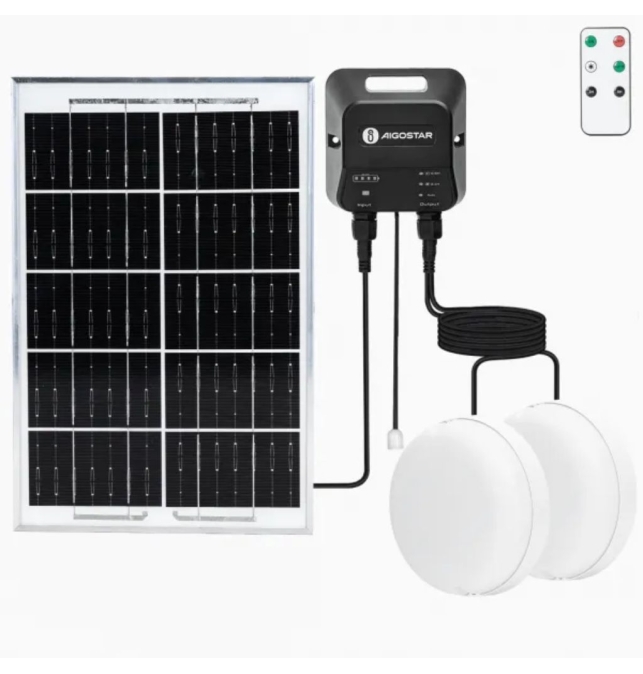 Plafones solares led con placa, batería con almacenamiento y mando. Interior y exterior 70W 6500K