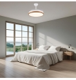 Ventilador de techo led con aspas retráctiles Fiona L Ø108cm blanco y madera