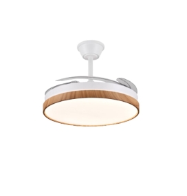 Ventilador de techo led con aspas retráctiles Fiona L Ø108cm blanco y madera