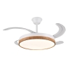Ventilador de techo led con aspas retráctiles Fiona L Ø108cm blanco y madera