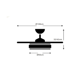 Ventilador de techo led con aspas retráctiles Fiona L Ø108cm blanco y madera