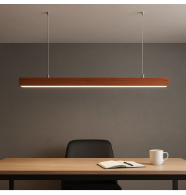 Lámpara lineal led colgante o superficie 38W 120cm nogal CCT