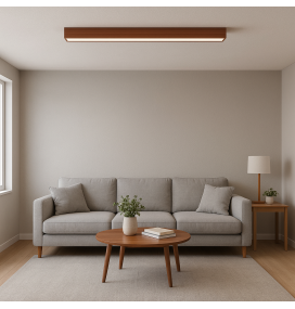 Lámpara lineal led colgante o superficie 38W 120cm nogal CCT