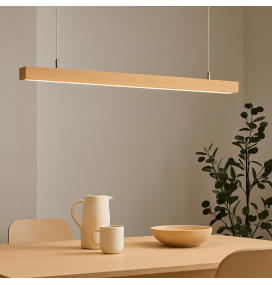 Lámpara lineal led colgante o superficie 38W 120cm Roble CCT