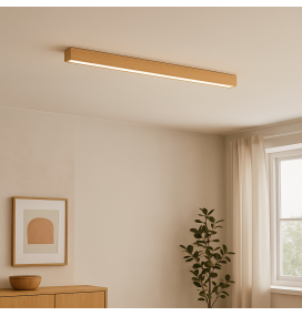 Lámpara lineal led colgante o superficie 38W 120cm Roble CCT