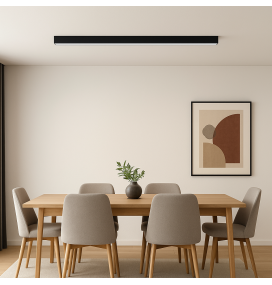 Lámpara lineal led colgante o superficie 38W 120cm Negro CCT