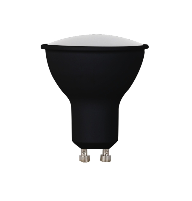 Bombilla GU10 led 7W 560Lm negra con difusor blanco