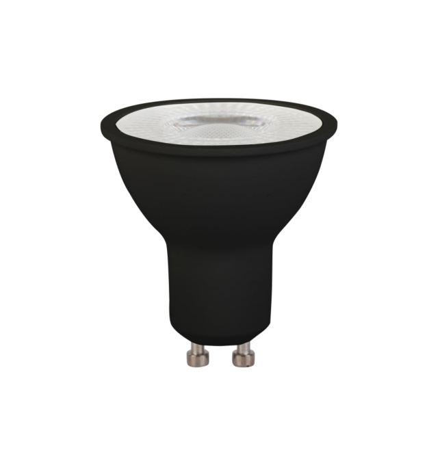 Bombilla GU10 led 7W 560Lm negra con difusor transparente