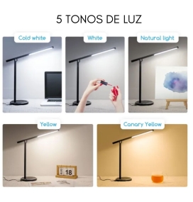Flexo de escritorio y mesa led plegable portátil 8W CCT negro