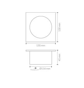 Marco cuadrado para empotrar emergencia led Melkart L128N blanco