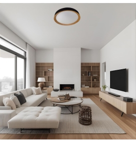 Plafón led 9340MN CCT con mando negro y madera 44W