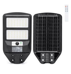 Farola solar led con sensor de movimiento y mando 100W 70W 6500K negra
