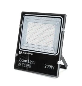 Foco proyector led RGB solar 200W con mando 5m cable negro