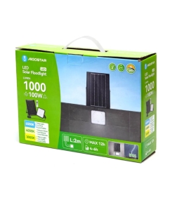 Foco proyector led solar CTT 100W con mando 2m cable