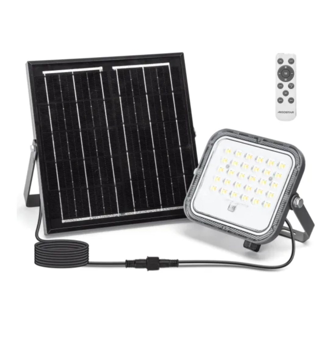 Foco proyector led solar CTT 200W con mando 2m cable